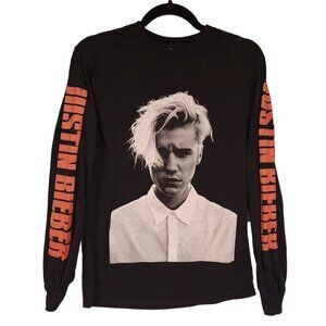Justin Bieber Purpose Tour Band Tee Long Sleeve Spell Out Arm Graphic Belieber S